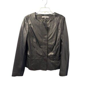 Anne Klein Womens Black Leather Jacket Size Large women jacket. NWOT